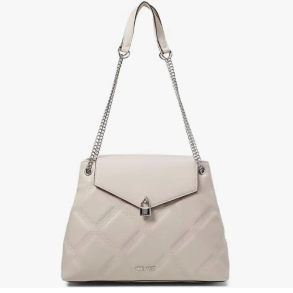Chic Nine West Quilted Shoulder Bag - Light Taupe Beige - Chain Strap-NWT